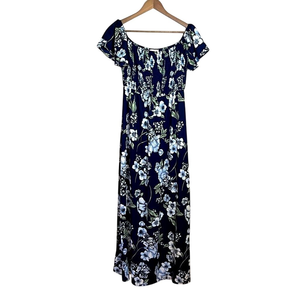 Altar'd‎ State Floral Maxi Dress Smocked Off Shoulder Boho Sun Dress Size Medium